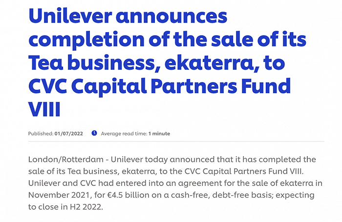 联合利华正式告别“全球最大茶公司”，立顿在中国也有了崭新安排